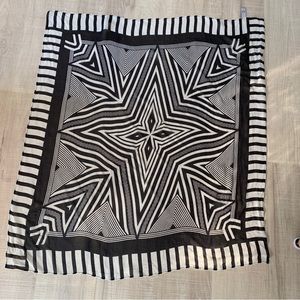 Large Square 100% Silk Scarf Zebra Animal Print Black and off White